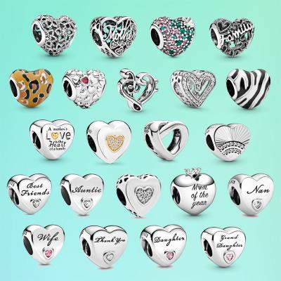 China NEW Cute 925 Sterling Silver Heart Bracelet For Original Europe Spring Women's Day LOVE Mother DIY Gift Family Charm Bead Jewelry for sale