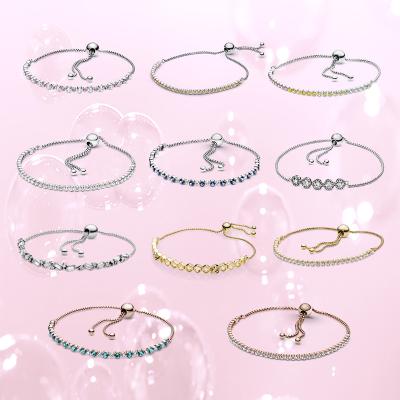 China Cute Wholesale Shiny Shiny Button Bracelet Factory Shine Jewelry Factory Shine String Ice Crystal Tennis Bracelet Transparent Rope for sale