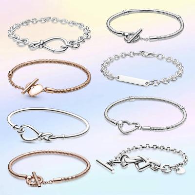 China Sterling Silver 925 Cute Moments Jewelry Cute Moments Jewelry 925 Sterling Silver Flower Knot Chain Bracelet DIY Charm Pendant for sale