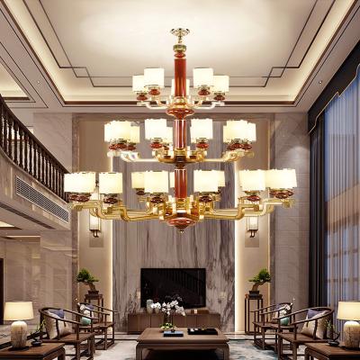 China Modern Imitation Mahogany High Grade Zinc Alloy Indoor Ceiling Decorating Modern Hotel Luxury Large Hanging Led Chandelier for sale