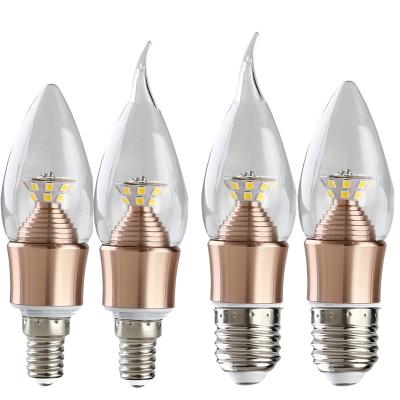 China Energy saving candle light 220v e27 e14 3W 5watts 3000K 6000K custom white crystal headlamp mini desk lamp tail e27 led bulbs for sale