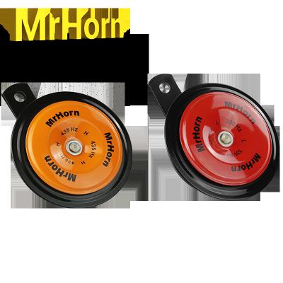 China ABS 90mm MrHorn 12V 90mm Horn 115dB 50F Electronic Loud Disc Motorcycle Sound Horn for sale