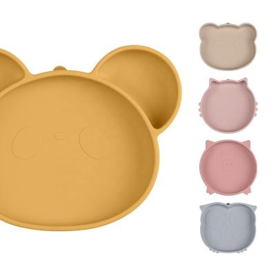 China Toddler Silicone Dish Kids Silicone Dish Kids Dinner Dish Baby Feeding Cute Cartoon Silicone Baby Dish Animal Bowl for sale