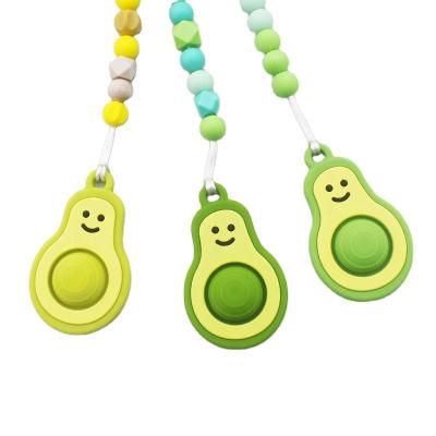 China 2022 New Custom Soft Toy Baby Pacifier Clip Ring Safe Pendant Toys Food Grade Silicone Avocado Teether for sale