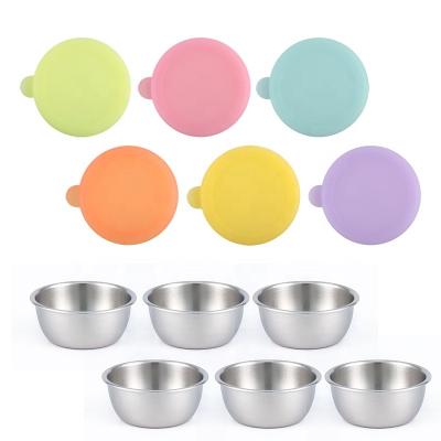 China Universal Reusable Silicone Food Cup Lid Heatable Reusable Baby Sippy Container Stainless Steel Jar Silicone Glass Lid for sale