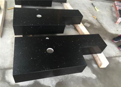 China Black Sparkle Quartz Engineered Stone Countertops With Aprons Laminated for sale