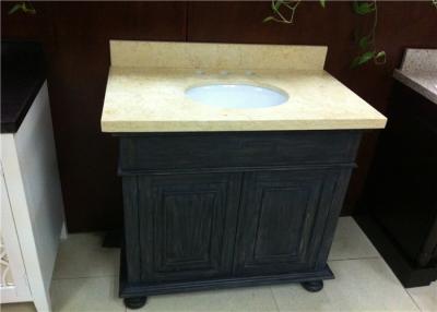 China Absolute Black Bathroom Vanity Cabinet With Sunny Beige Marble Top for sale