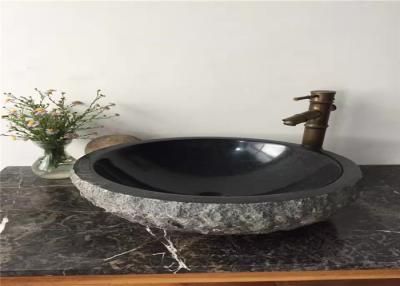 China Natural Split Surface Stone Sink Bowl Granite Basin 40CM Diamter With Hole 45 MM for sale