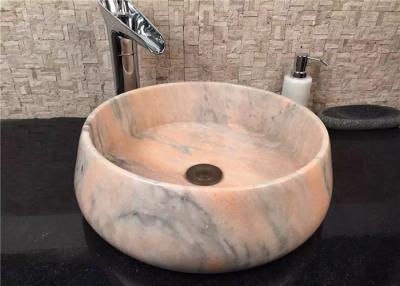 China Pink Marble Nile Beauty Stone Sink Bowl Rounded Edges For Villa Projects for sale