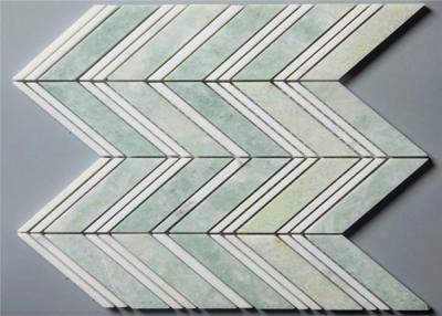 China Ming Green Stone Mosaic Floor Tile Chevron Shape Mosaics 4