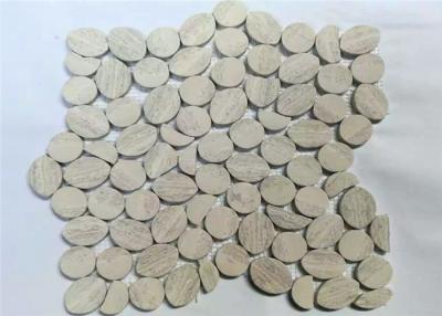 China Grey Wooden Pebbles Natural Stone Mosaic Tile Sheets , Stone Mosaic Wall Tiles for sale