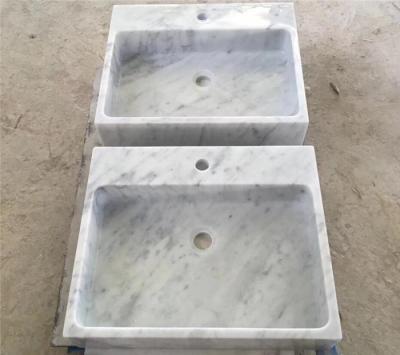 China CARRARA WHITE MARBLE Stone Sink Bowl rectangle 500 x 450 mm or round bowl 400 mm diamaer for sale