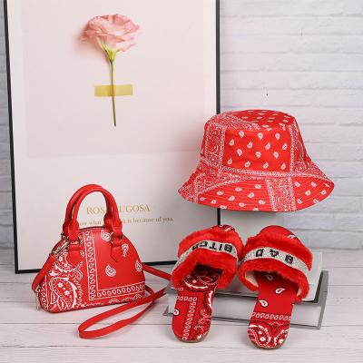 China 2021 Fashion Trend Latest Bandana Cashew Bag And Matching Shoes Women Bags And Shoes Set Purse And Hat Sets for sale