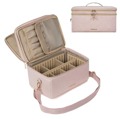 China Fashion Bagsmart Travel Compartment Cosmetic Case Adjustable Makeup Pockets Make Up Organizer Toiletry Bag Makeup Box with Mirror for sale