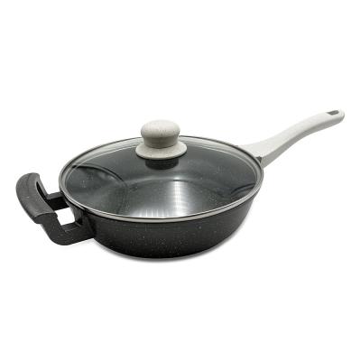 China Transitional Nonstick Skillet with Lid and Bakelite Handle Glass Omelet Pan for Natural Gas and Induction Cooker for sale