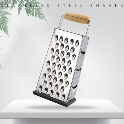 China Box Viable Professional Grater Stainless Steel With 4 Sides Handle Sharp Razor Wooden Cheese Grater Kitchen Grater for sale