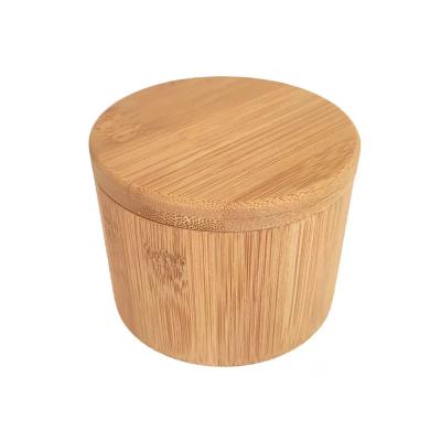 China Totally Sustainable Bamboo Salt Box Bamboo Storage Box With Magnetic Swivel Lid for sale