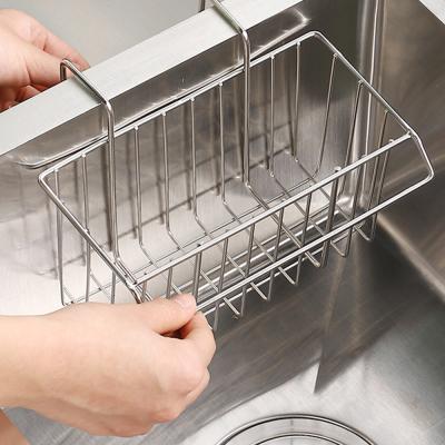 China 304 Stainless Steel Sink Drain Basket Kitchen Storage Basket Sink Rack Cloth Hanger Kitchen Sustainable Hanging Rack for sale