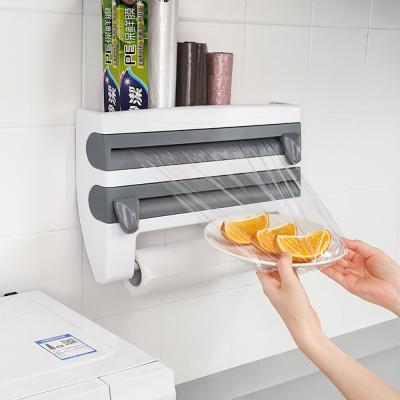 China Sustainable Fridge Cling Film Sauce Bottle Storage Rack Wrapper Cutter Tin Foil Paper Towel Holder Kitchen Tools for sale