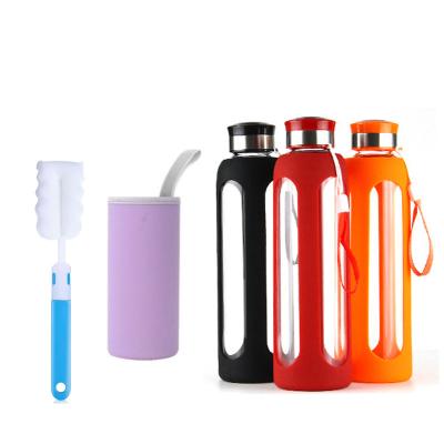 China Sustainable 500ML BPA-Free Dishwash Safe Borosilicate Glass Water Bottles with Protective Silicone Sleeve for sale