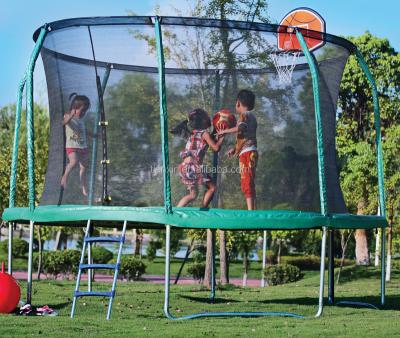 China Outdoor Playground Kids Trampoline Bed With Baskestball Hoop And Ladder for sale