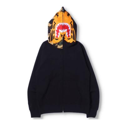 China Anti-Wrinkle Wholesale 100% Cotton Full Face Zip Up Hoodies Plus Size Thick Fleece Full Zip Over Face Black Hoodie for sale