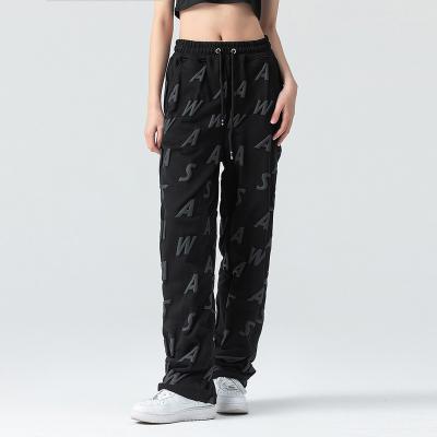 China Anti-wrinkle 100% high waist cotton winter full printed pants women custom 3d print jogger sweatpants for sale