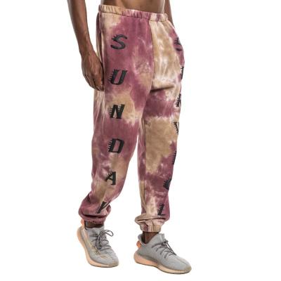 China 2022 Hot Selling Tie Dye Anti-wrinkle Sweatpants Luxury Unisex 100% Cotton Logo Printing Thick French Terry Track Pants for sale