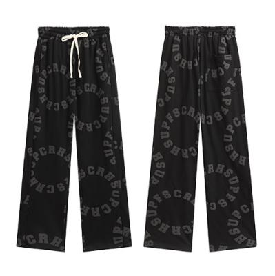 China Anti-Wrinkle Customized Full Print Sweatpants Cotton Terry Trousers High Waist Wide Leg Puff Print Pants For Women for sale