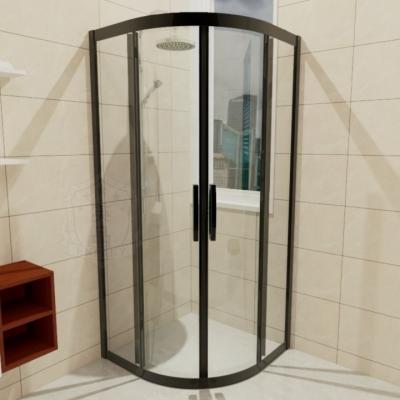 China Modern Aluminum 2 Panel Sliding Shower Door C21226 Matte Black Adjusting Sliding Shower Enclosure for sale