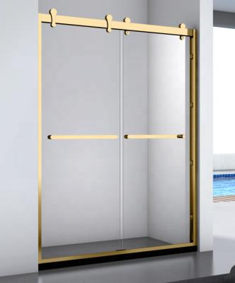 China Modern Two Panel Sliding Shower Door With Big Wheels Shower Enclosure for sale