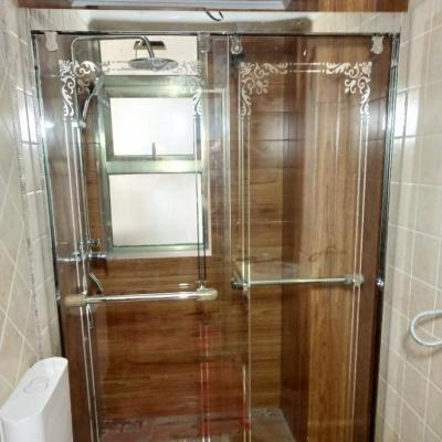 China With Modern Frame Stainless Steel Shower Screen Sliding Shower Room Glass Doors for sale