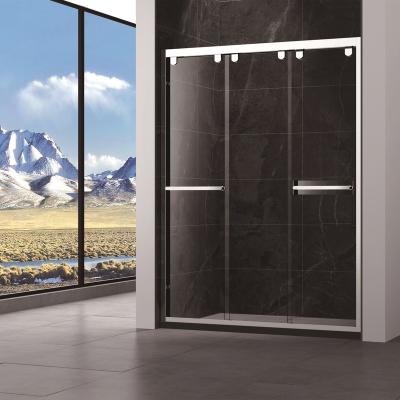 China Factory Price Modern Stainless Steel S58038 Bathroom Chrome Three Panel Sliding Shower Door for sale