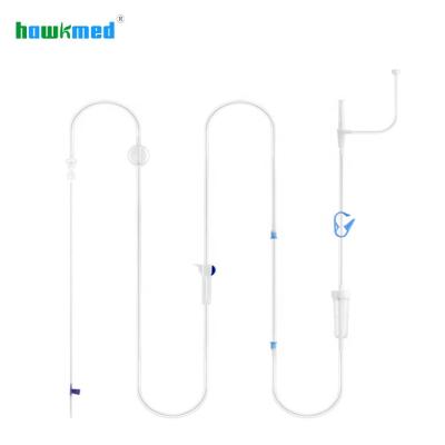 China Disposable Hawkmed Hospital Pump Use Silicone Tube Precision Infusion Of Medical Grade Polyvinyl Chloride (PVC) Giving Set With Needles for sale