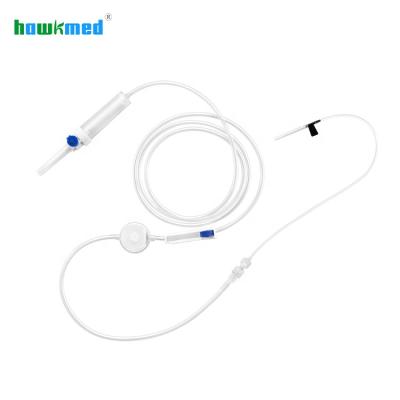 China Professional Hawkmed Maker Medical Grade Polyvinyl Chloride (PVC) Precision Non-Toxic Sterile Filter Gravity Disposable Iv Infusion Set With Burette en venta