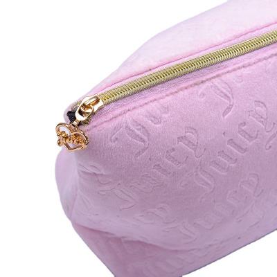 China Fashion Lightweight Shell Shape Quilted Velvet Makeup Cosmetic Bag With Satin Lining for sale