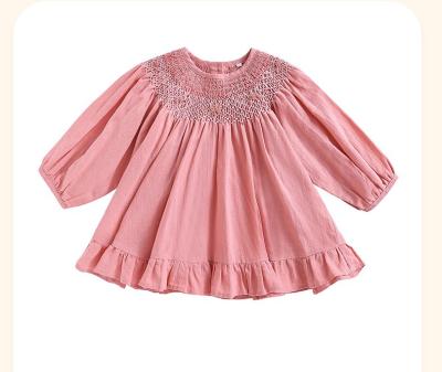 China Anti-wrinkle Summer Baby Clothing Kids Cotton Frill Baby Dress Cute Long Sleeve Dress for sale