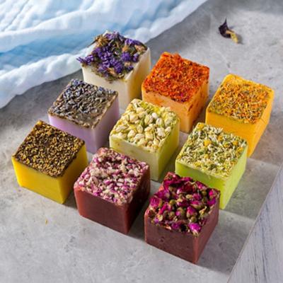 China Factory Natural Whitening Handmade rose Petal Soap Facial and Body Cleaning Soap Dried Flower Bath Soap Bar for sale