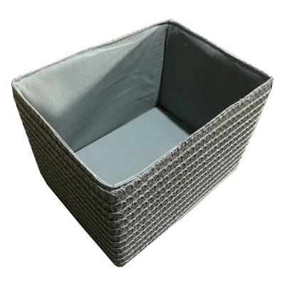 China Folding Storage Boxes With Lids PP Storage Cube Bins Panel Handles Cotton Removable Plastic Foldable Lidded Canvas Bins Home Storage Cube Bins Baskets for sale