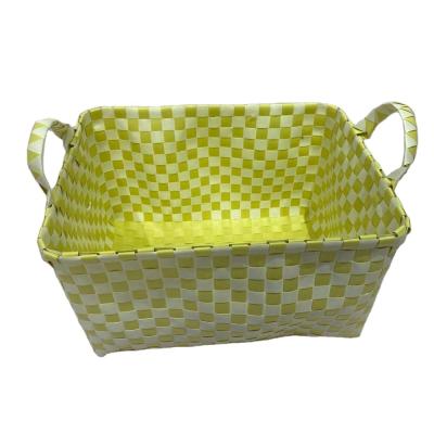 China Sustainable Manufacturer Customized Handwoven Woven Polypropylene Storage Basket With Handles for sale