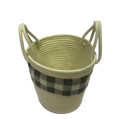 China Household Fashion Sundries/Clothing And Cotton Rope Storage Basket Multifunctional Woven Handmade Rope Basket for sale