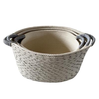 China Tidy / Storage Basket Cotton Woven Cotton Rope Baskets Storage Organizer Large Cotton Rope Basket Gardening for sale