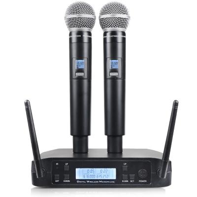 China GLXD4 SM58 Shock Mount Cheap Price UHF Long Range Dual Channel Handheld Wireless Microphone For Shure for sale