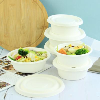 China 500 700ml Disposable Custom Oval Disposable Bagasse Bowl Natural Sugarcane Bagasse Bowl With Lid for sale