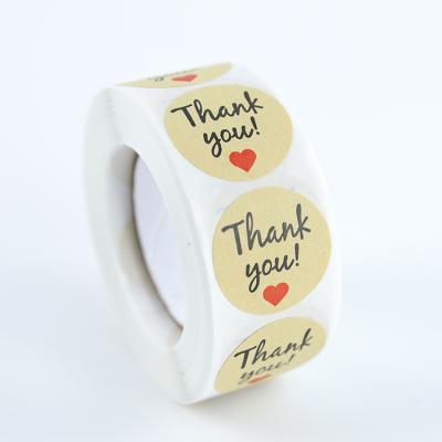 China Anti-Counterfeit Custom Big Sealing Brown Paper Logo Thank You U Label Sticker Roll For Your Order Stickers for sale