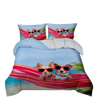 China Nondisposable 3D Digital Printing Dog Series Oekotex Animal Super Soft Photo Printed Duvet Cover Pillowcase Bedding Set for sale