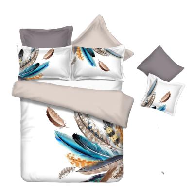 China Style Nondisposable Plush Feather Customization Three-Piece Set 3D Digital Printing Oekotex Comforter Blanket Flannel Bedding Three-Piece Set for sale