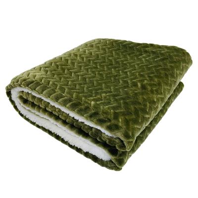 China Anti-Static Winter Rectangle Jacquard Flannel Warm Sensitive Skin-Friendly Blanket With Sherpa Backing for sale