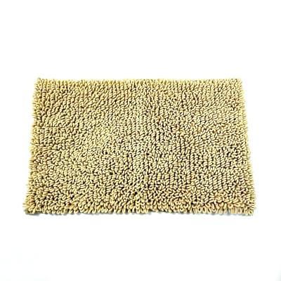 China Brown Chenille Sustainable Material Super Microfiber Water Absorbent Shaggy Bath Mats Set For Bathroom for sale