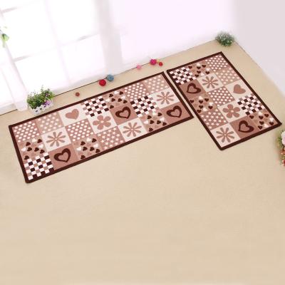 China Washable 100% Polyester Printed Waterproof Anti Slip 2pcs Sets Kitchen Mat for sale